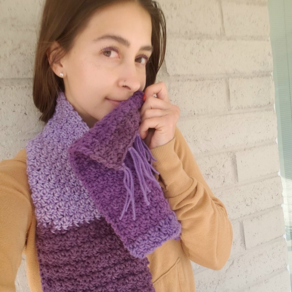 Purple Handmade Crochet Thick/Chunky Scarf